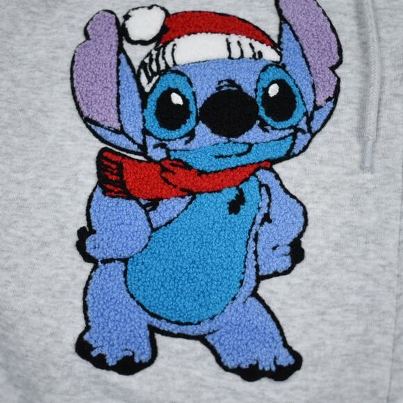Disney Lilo & Stitch Santa Hat Christmas Gray Zip Up Hoodie sz medium loose fit - Picture 4 of 9